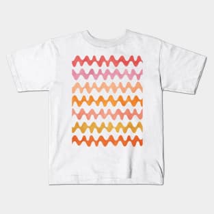 Abstract Waves Pink Orange Kids T-Shirt